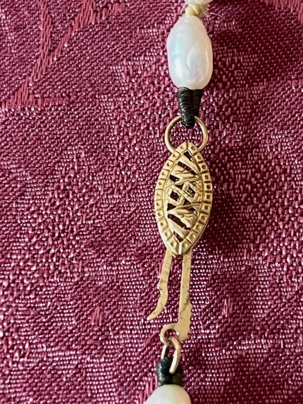 14k Gold Clasp Baroque Freshwater Pearl Necklace Hand-Knotted Classic Style 34.5 - Picture 2 of 9